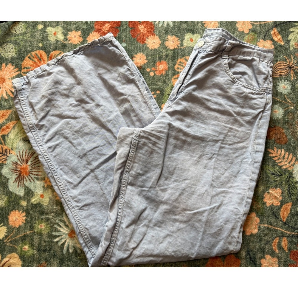 Zara‎ Women Light Blue Linen Cotton Blend Wide Leg Pants Size 8 5520/26/400